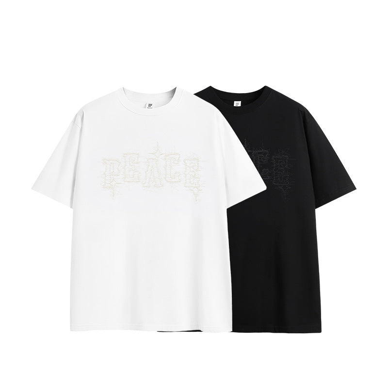 American Foam Puff Print T-shirt Loose Short Sleeve Men