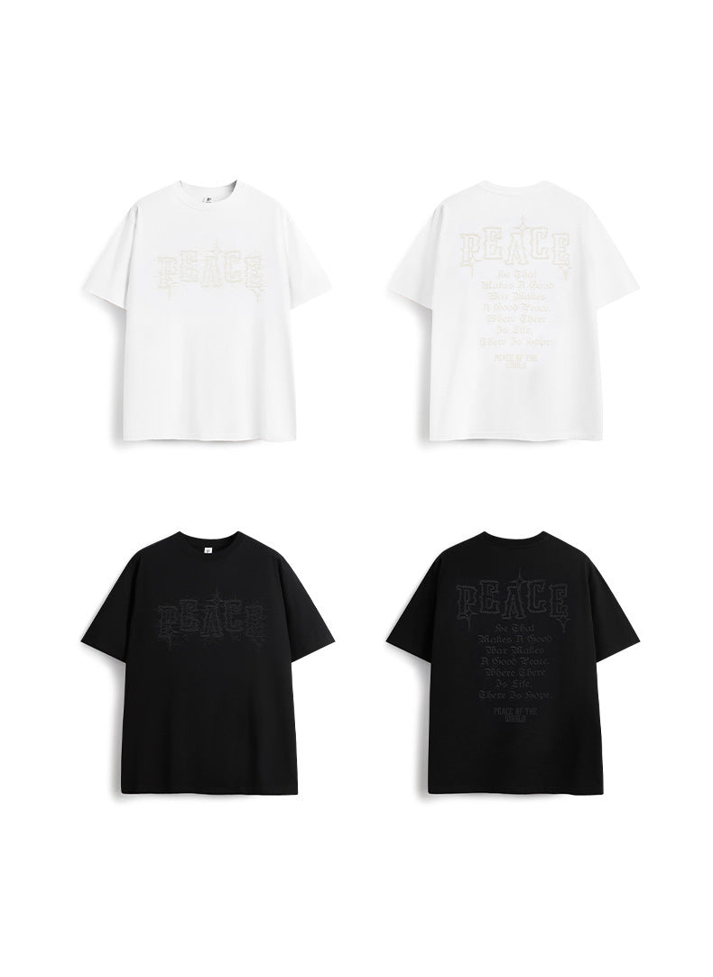 American Foam Puff Print T-shirt Loose Short Sleeve Men