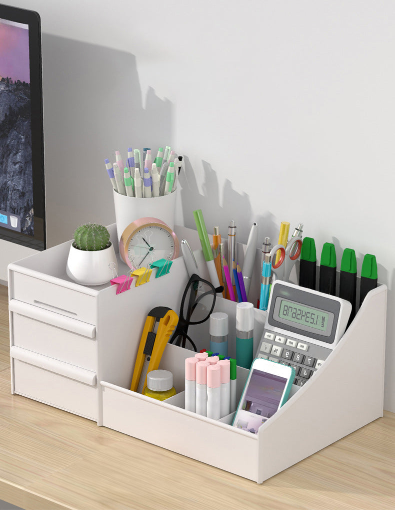 Versatile Desktop Cosmetic Organizer with Drawer Design, Ideal for Dorm Room Storage and Makeup Collection