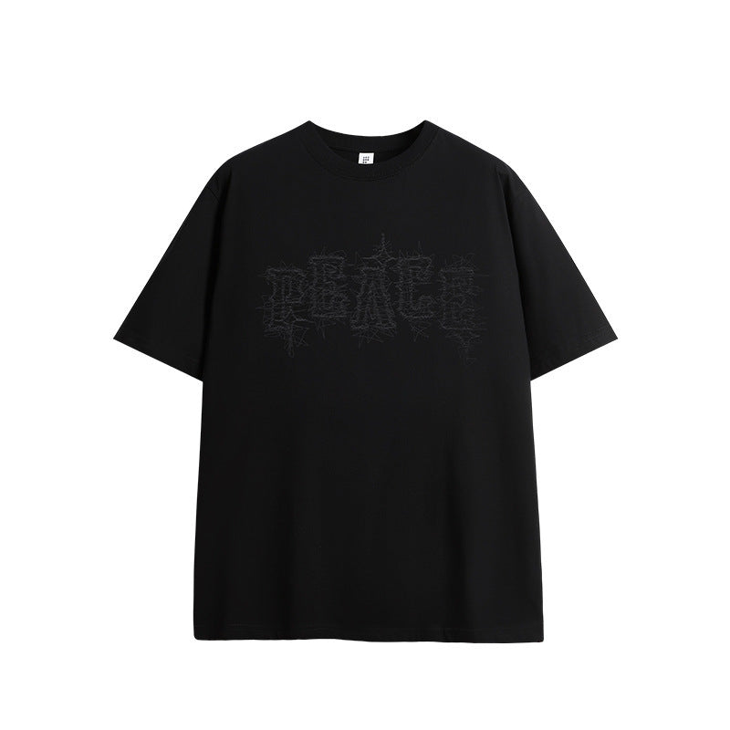 American Foam Puff Print T-shirt Loose Short Sleeve Men