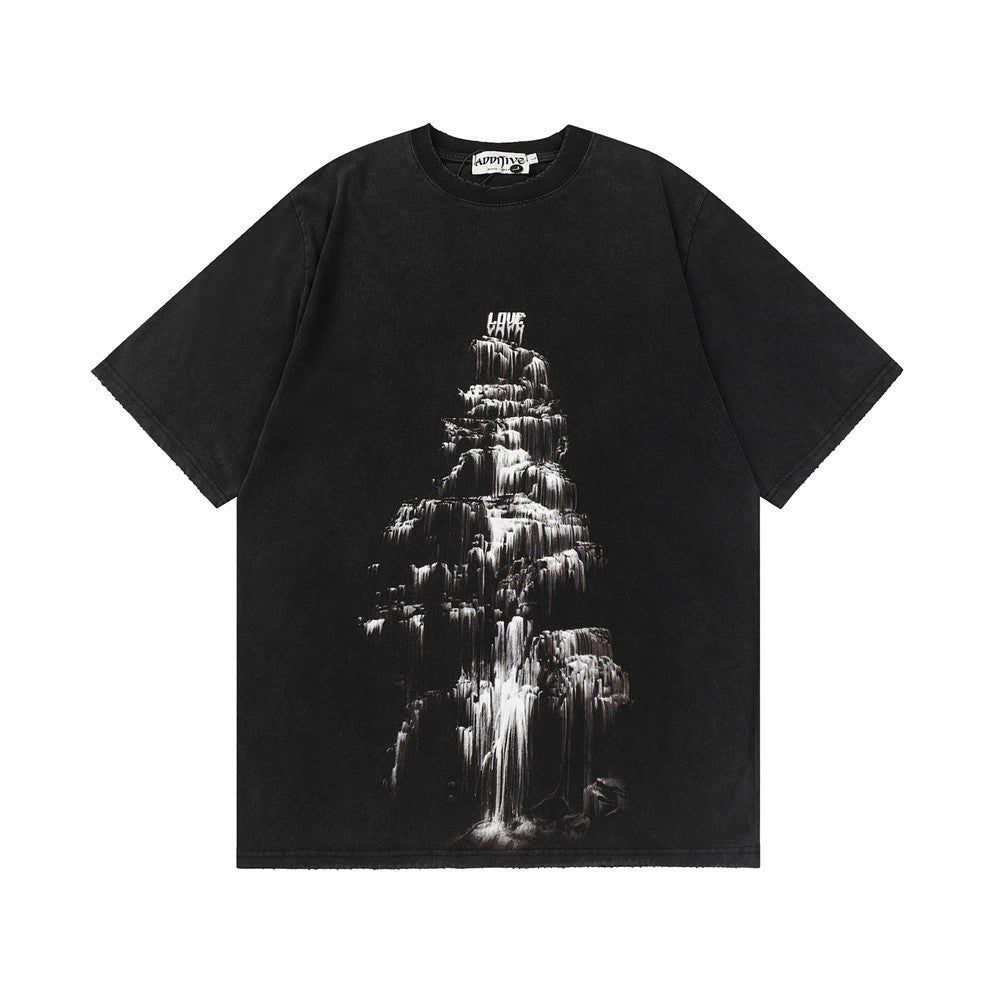 Camiseta Streetwear con Estampado de Cascada