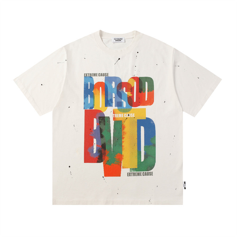 Camiseta Manga Corta con Letras de Graffiti