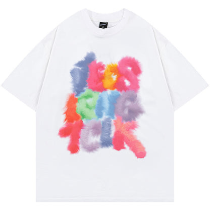 Camiseta Oversize con Estampado de Letras Llamativas