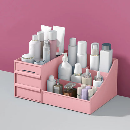 Versatile Desktop Cosmetic Organizer with Drawer Design, Ideal for Dorm Room Storage and Makeup Collection