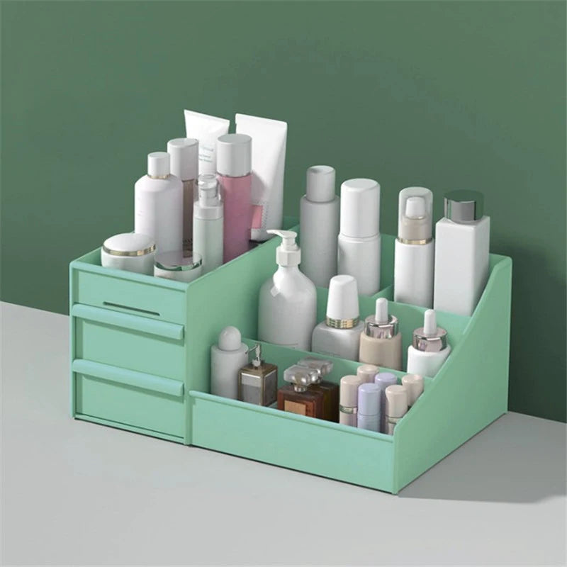 Versatile Desktop Cosmetic Organizer with Drawer Design, Ideal for Dorm Room Storage and Makeup Collection