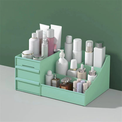 Versatile Desktop Cosmetic Organizer with Drawer Design, Ideal for Dorm Room Storage and Makeup Collection