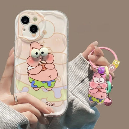 Funda Suave Transparente Bob Esponja con Colgante para iPhone