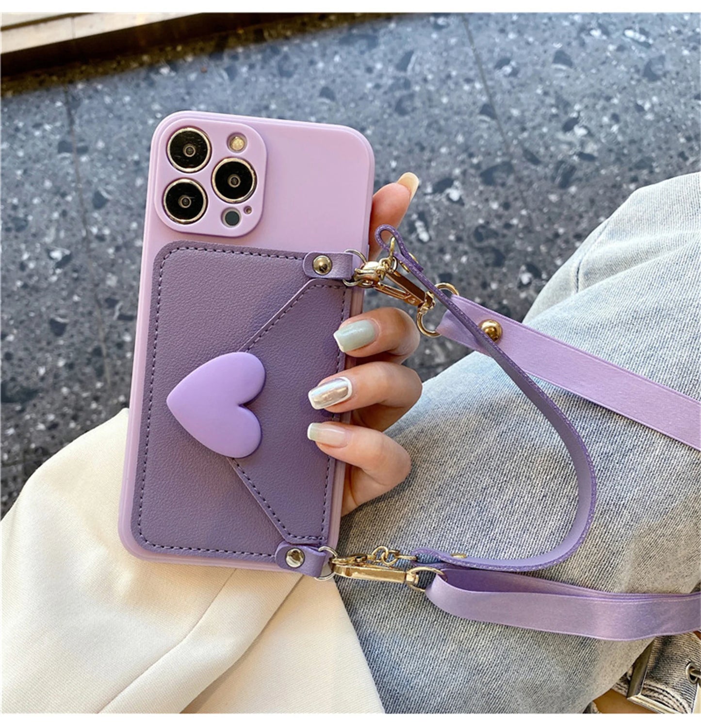 Funda de Cuero con Cuerda Lanyard y Monedero