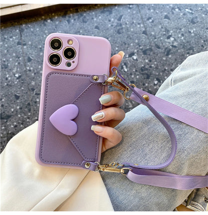 Funda de Cuero con Cuerda Lanyard y Monedero