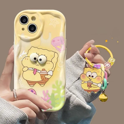 Funda Suave Transparente Bob Esponja con Colgante para iPhone