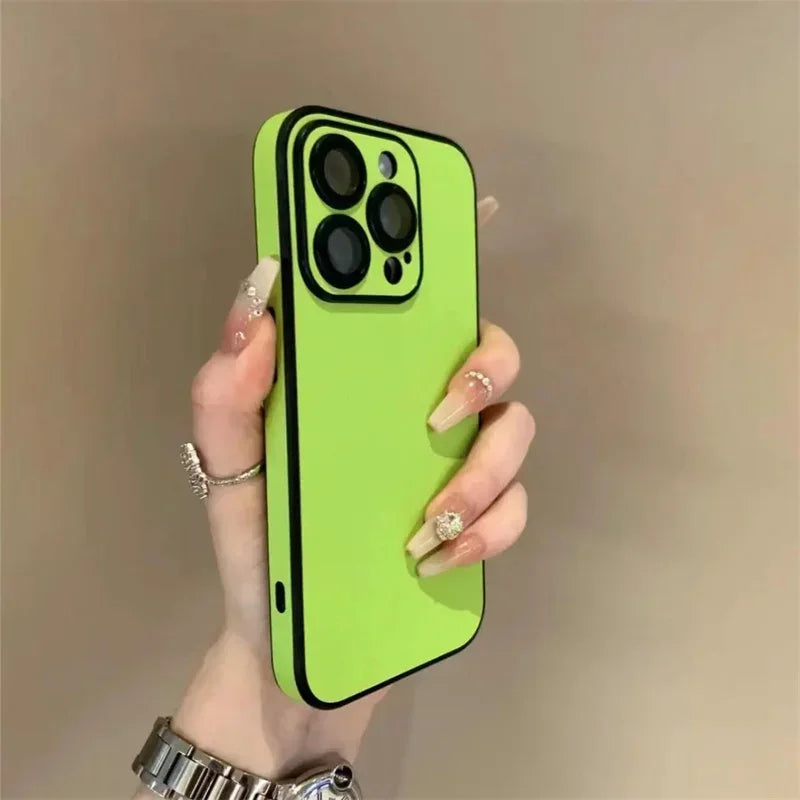 Funda de Lujo Antigolpes de Cuero Colorido para iPhone