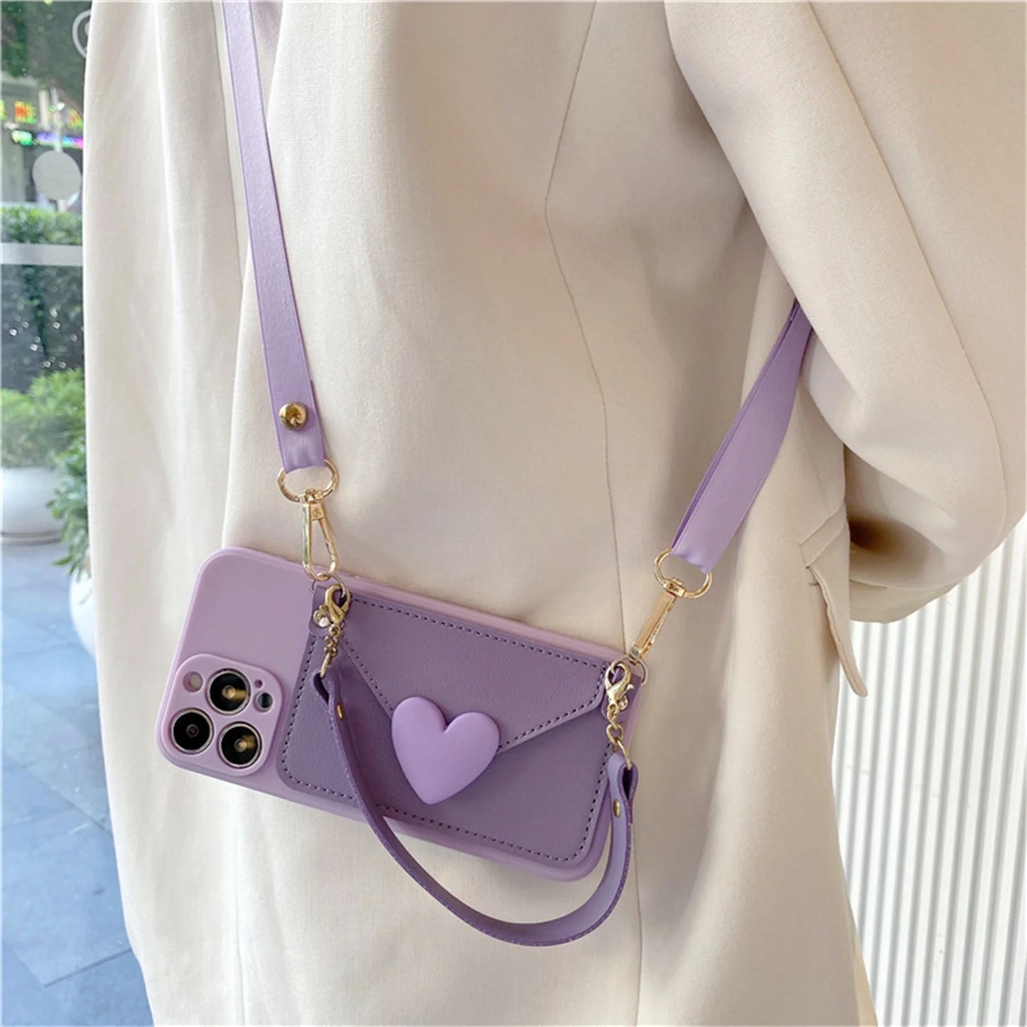 Funda de Cuero con Cuerda Lanyard y Monedero