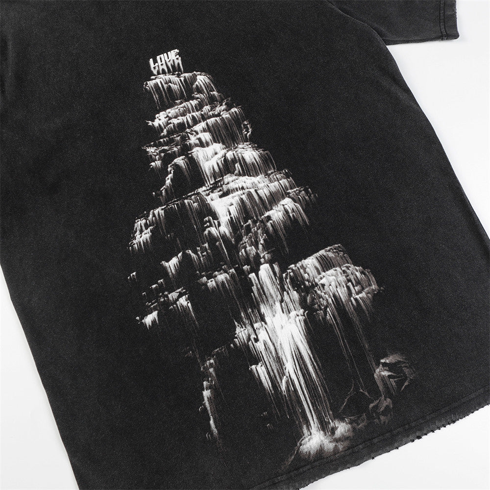 Camiseta Streetwear con Estampado de Cascada