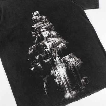 Camiseta Streetwear con Estampado de Cascada