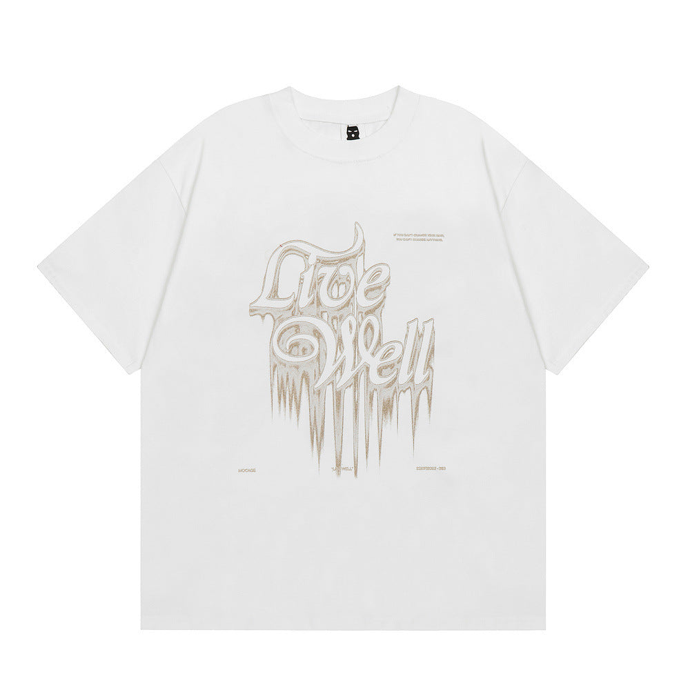 Camiseta Oversize Streetwear Estilo Gótico con Cuello Redondo