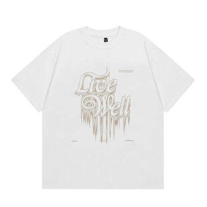 Camiseta Oversize Streetwear Estilo Gótico con Cuello Redondo