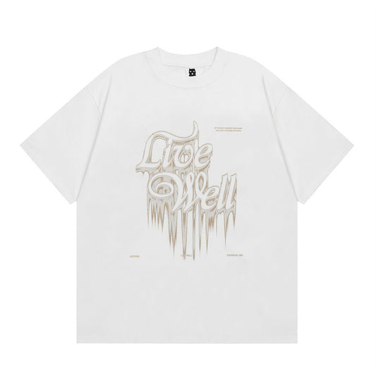 Camiseta Oversize Streetwear Estilo Gótico con Cuello Redondo