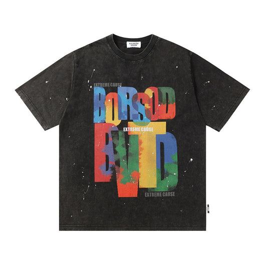 Camiseta Manga Corta con Letras de Graffiti